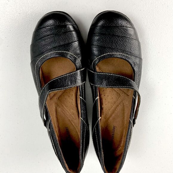 Naturalizer Noland Black Leather Loafer Shoes Mary Jane Flats Career 8.5 Wide - Picture 6 of 11